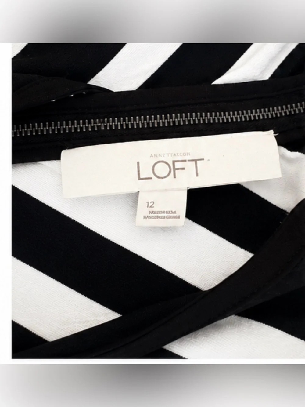 LOFT Black & White Striped Chevron Bodice A-Line Dress